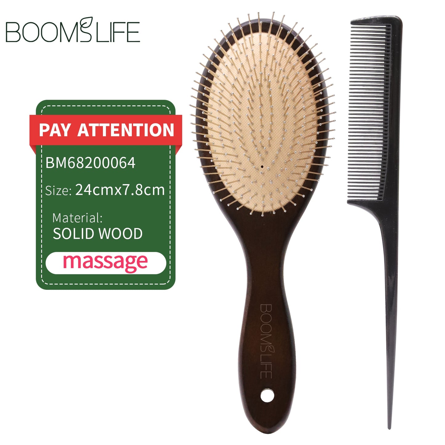 Denman Head Massage Brush Steel Hair Brush Wood Hair Brush With Steel Needle Scalp Airbag Hair brush For Hair Combing