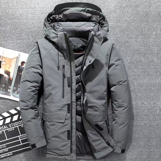 Top Quality White Duck Down Jacket Men Thick Winter 2021 NEW Hat Detached Warm Parka Waterproof Windproof -30 Degrees 3069