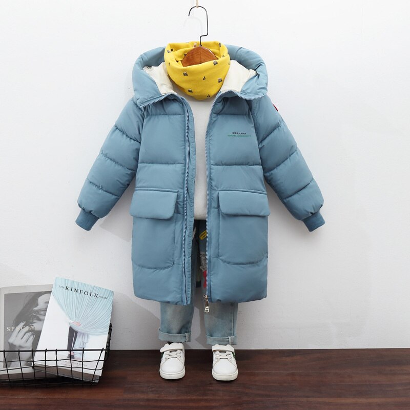 2-12Y Kids Down Long Outerwear Winter Clothes Teen Boys Girls Cotton-Padded Parka Coats Big Children Thicken Warm Cotton Jackets