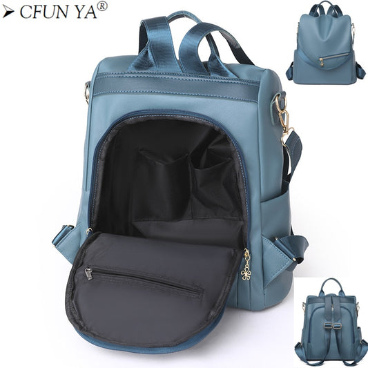 CFUN YA New Women Soft Leather Backpacks Wide Open Back Bags Sac a Dos Travel Ladies Bagpack Mochilas School Bags Mummy Handbag