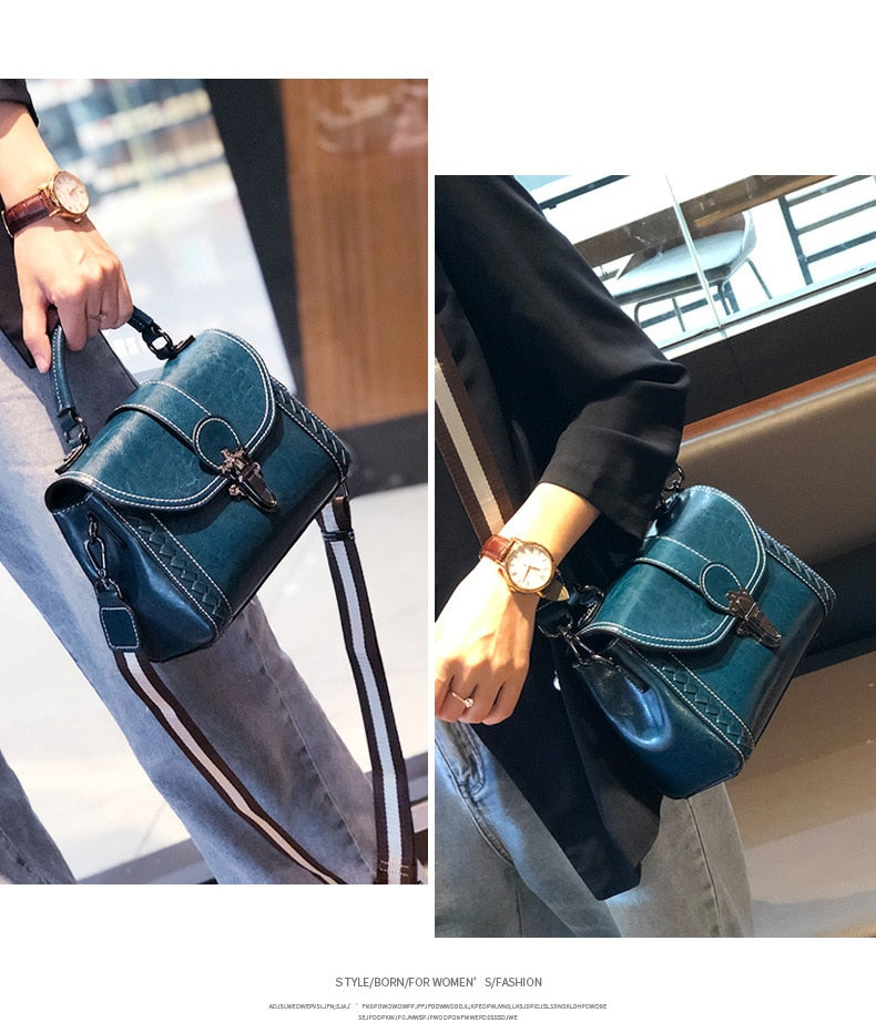 Vintage Retro Shoulder Bags Women Versatile Crossbody Messenger Bag High Quality Grain Cowhide Leather Ladies Casual Handbag