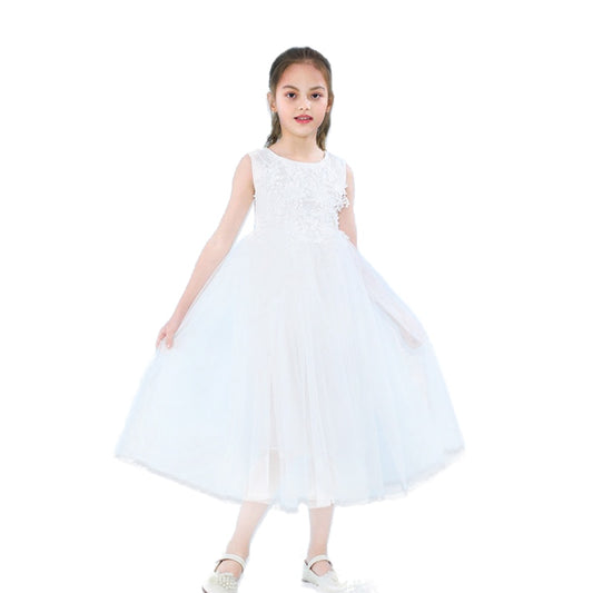 2022 New Flower Girl Dresses Lace Ankle Length Sleeveless Princess Dresses for Party Wedding Show Kids Clothes E1959