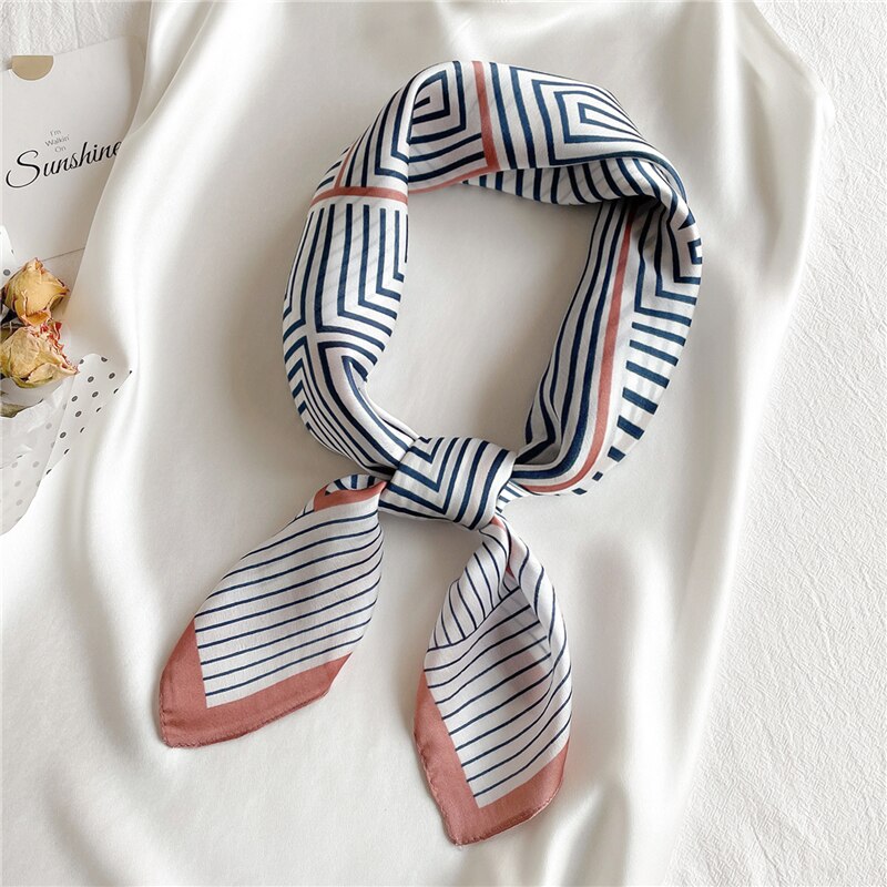 Design Silk Feeling Square Scarf Women Luxury 70cm Shawl Wraps Female Hair Hand  Wrist Foulard Headkerchief Hijab Bandana New