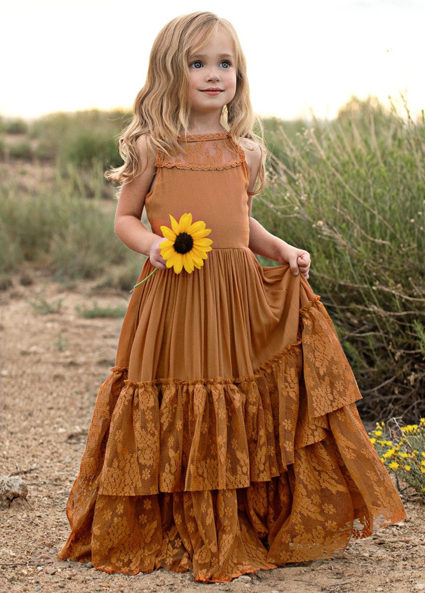 Summer Girls Lace Chiffon Dresses Kids Flower Girl Wedding Princess Party Dress Vestidos Costume Children Clothing For 4-14Years