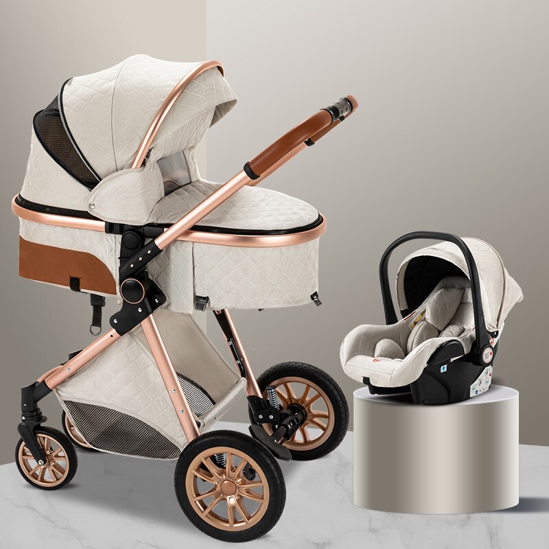 Multi-functional 3 in 1 Baby Stroller High landscape Can Sit Reclining Light Folding Two-way Eggshell design Baby Stroller