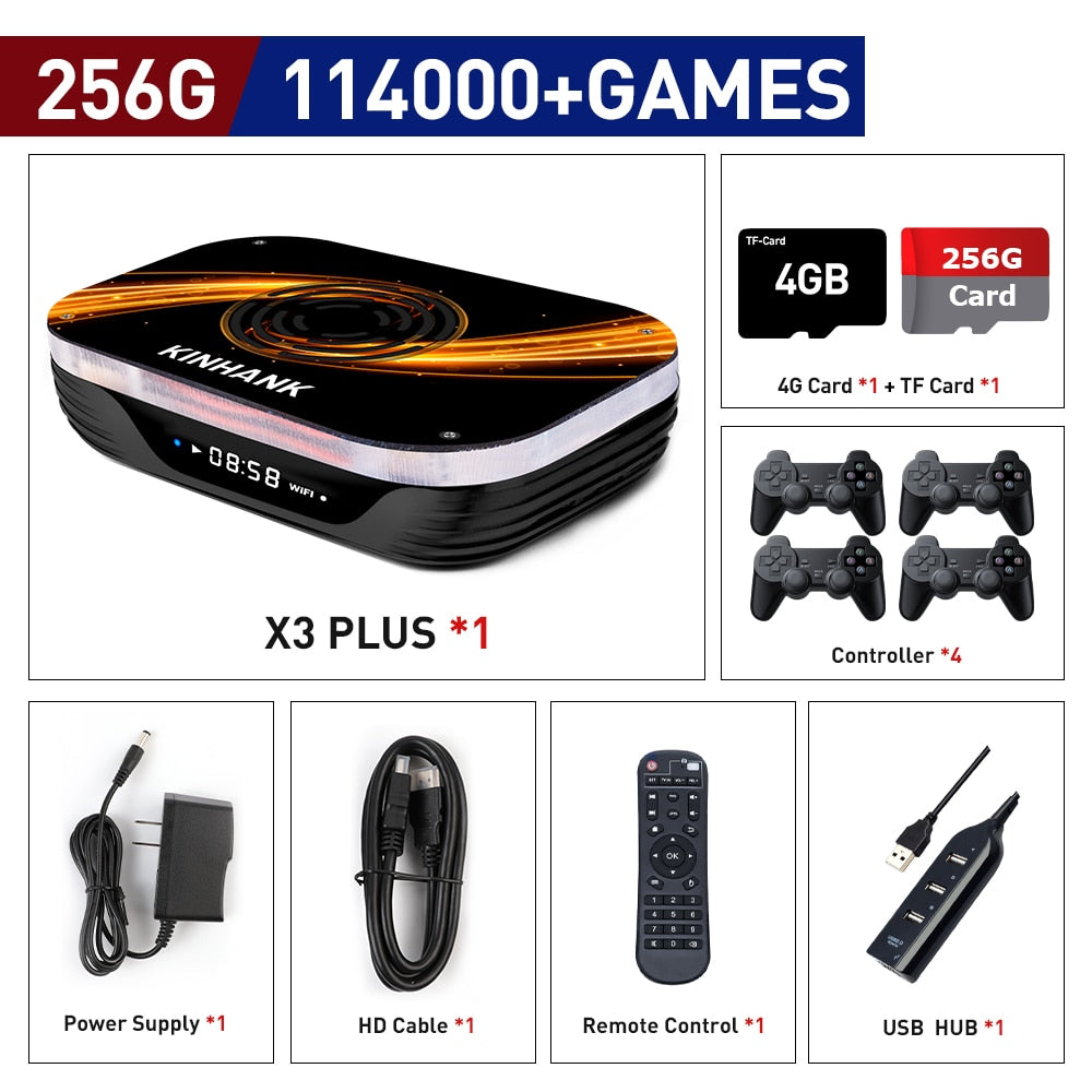 Retro Gaming Console With 114000+ Games Video Game Player Super Console X3 Plus With Two Joystick Arcade Game Box For PSP/PS1/DC