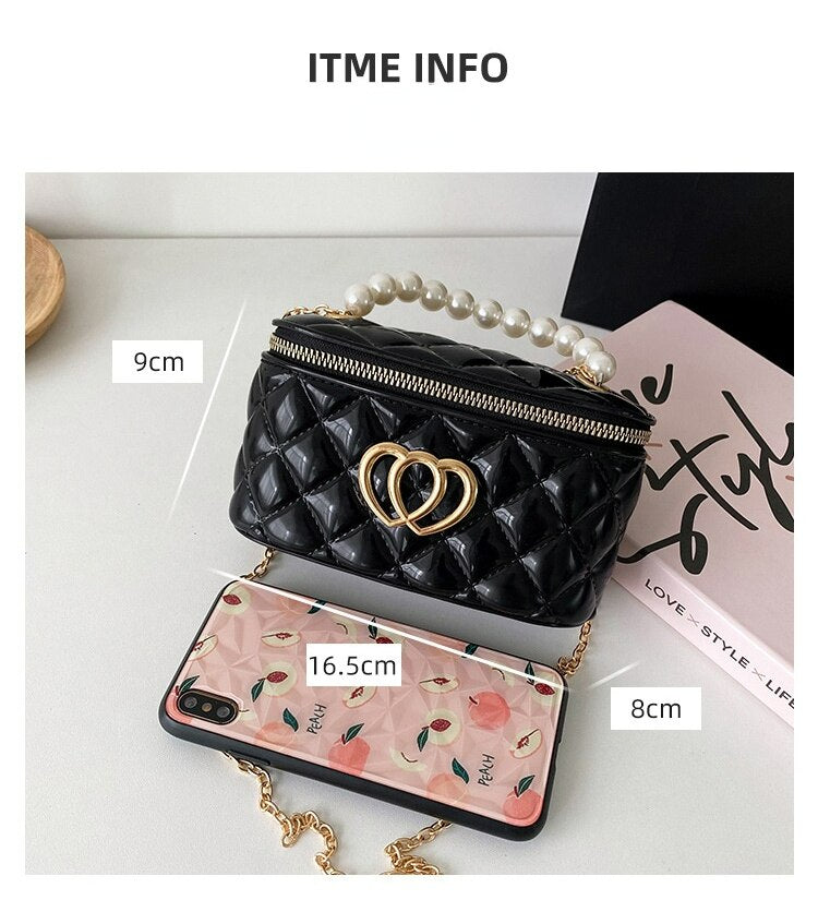 2023 New Shoulder Bag Women&#39;s Rectangular Pearl Hand-held Chain Cosmetic Bag Jelly Bag Mobile Phone Bag Messenger Bag Handbag