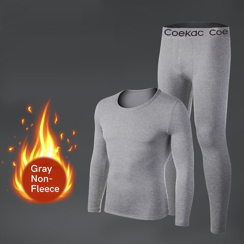 Set of 2 Men&#39;s Premium Thermal Underwear Ultra Soft Long Johns Fleece Lined Warm Base Layer Thermals top and Bottom