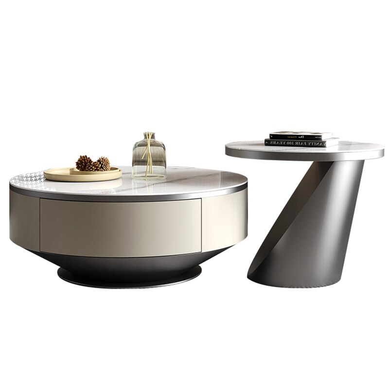 Nordic Luxury Coffee Tables Living Room Metal Low Minimalist Side Table Set Of Round Stainless Steel Table Basse Home Furniture