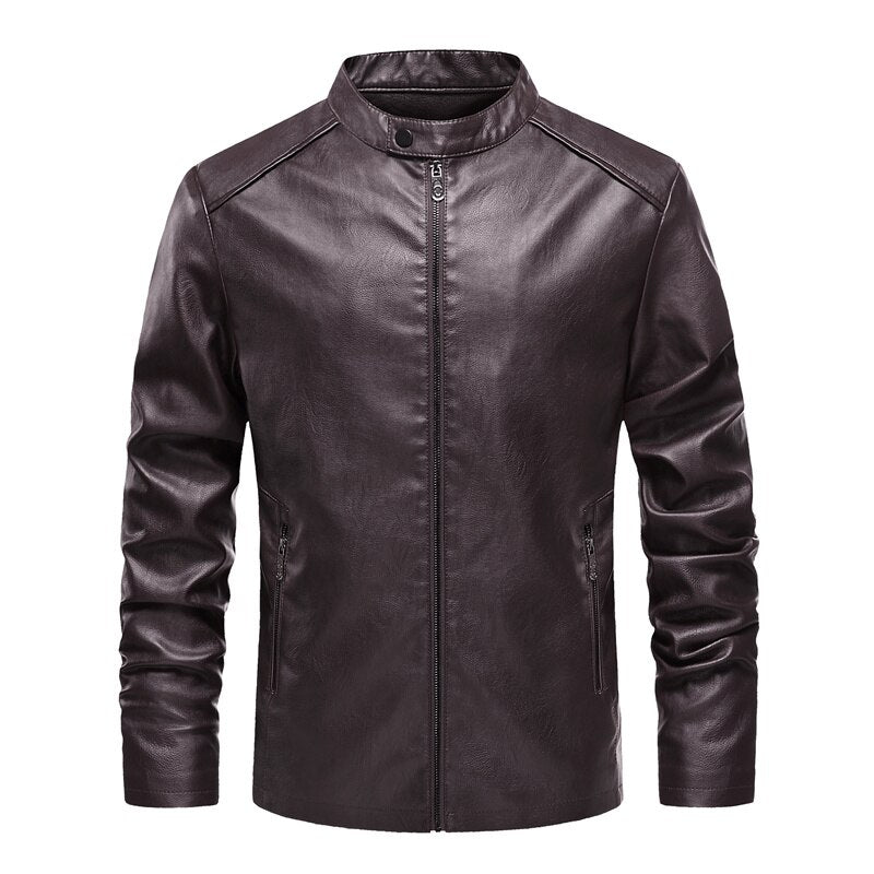 Men’s Motorcycle Windproof Jacket 2022 Autumn Winter Men New Faux PU Leather Jackets Male Fleece Casual Solid Biker Zipper Coats