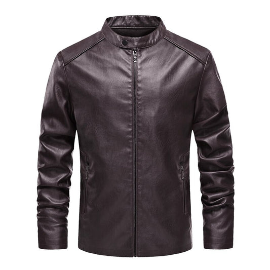 Men’s Motorcycle Windproof Jacket 2022 Autumn Winter Men New Faux PU Leather Jackets Male Fleece Casual Solid Biker Zipper Coats