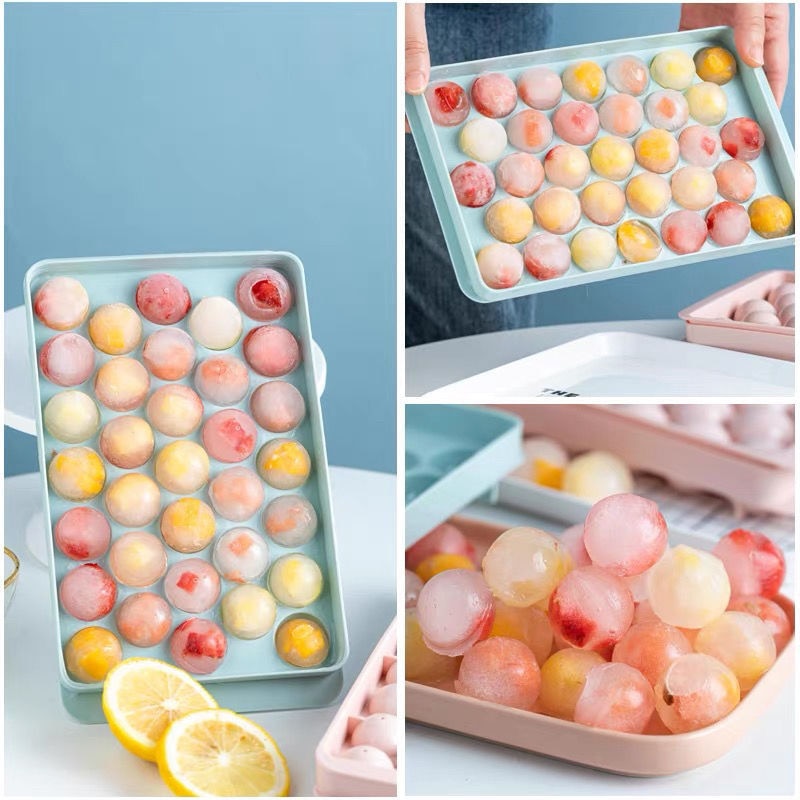 1Pc 33 Grid Mini Colorful Round Ice Cube Ball Tray Maker Mould PP 3D Forms Food Grade DIY Mold Kitchen Gadgets Bar Accessiories