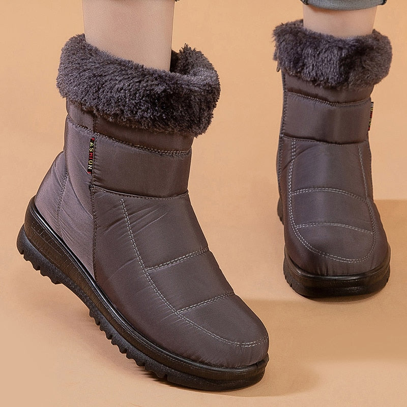 Women Boots Warm Fur Winter Boots For Women 2022 Ankle Boots Snow Botas Mujer Waterproof Winter Shoes Women Soft Heels Bottines