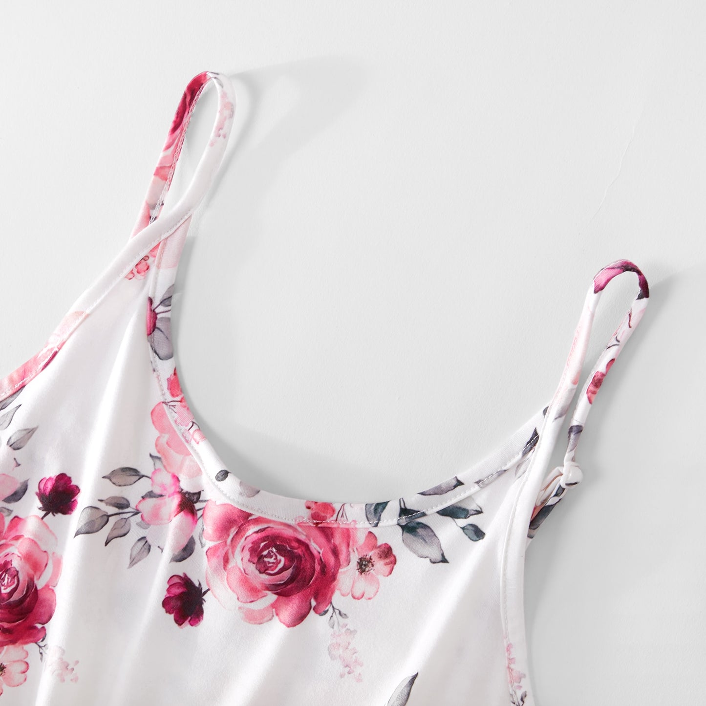 PatPat Floral Print Matching White Sling Maxi Dresses