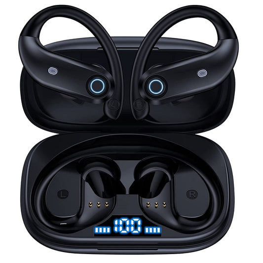 Bluetooth Earphones Wireless Headphones with Wireless Charging Case Earbuds Built in Mic Earhooks Waterproof Headset for Sports