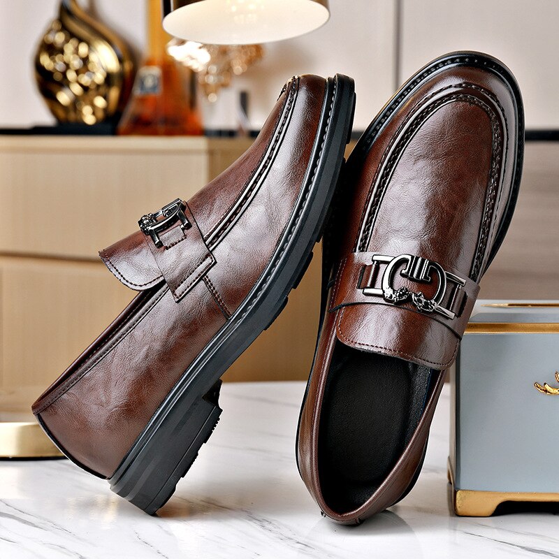 Business Men&#39;s Leather Shoes Spring Autumn Winter New Designer Warm Shoes Male Fashion Casual Soft Sole Loafers Men