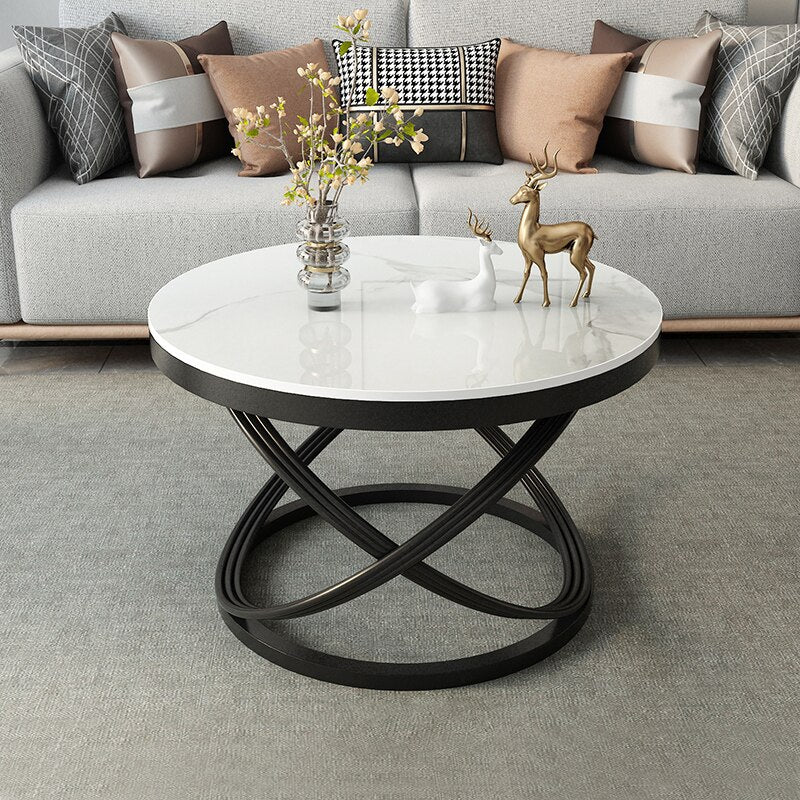 Round Organizer Coffee Table Marble Top Nordic Fashionable Work Gold Coffee Table Tea Game Design Muebles De La Sala Furniture