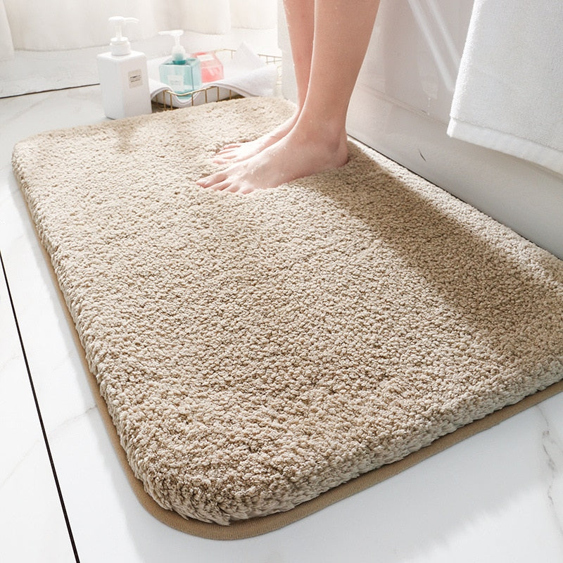 Super Thick Fluff Fiber Bath Mats Comfortable and Soft Bathroom Carpet Non-slip Absorbent Rug Foot Mat Shower Room Doormat