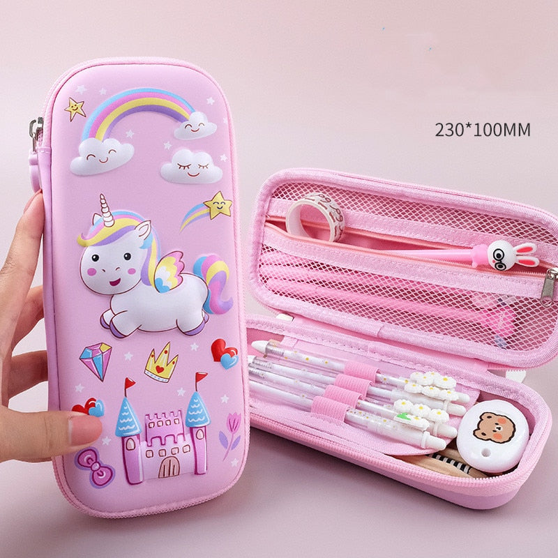 3D EVA unicorn cute pencil case cartoon stationery box girls Color pencil box student pen case school supplies gifts ipad case