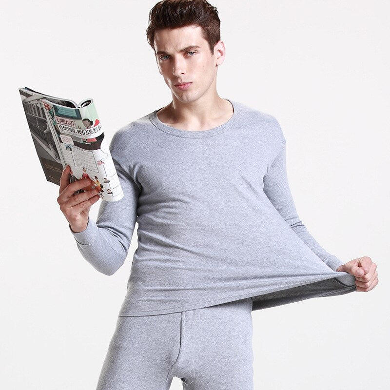 Men&#39;s Winter Thermal Underwear set Thermal Insulation Cotton Wool Long Sleeves Men Thermal Clothing Round Neck  Men&#39;s Underwear