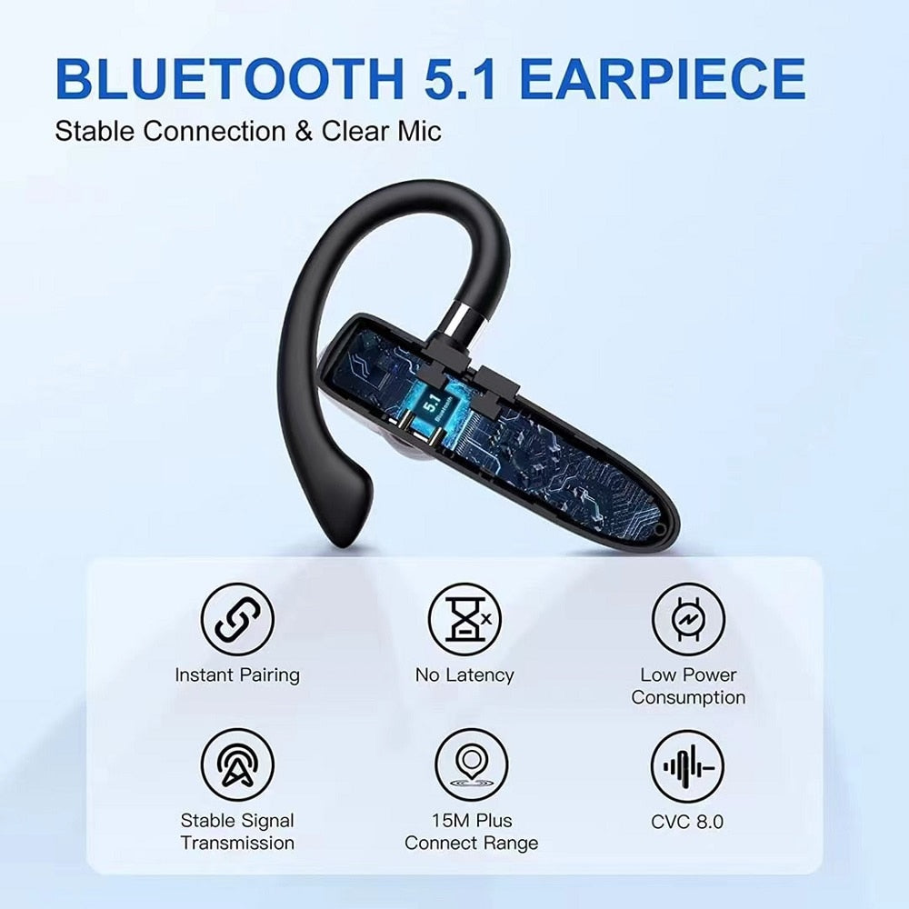 Ear-Hook New Bluetooth Earphones Sports Waterproof Headsets Business Handsfree Wireless Headphone With Microphone Charging Box