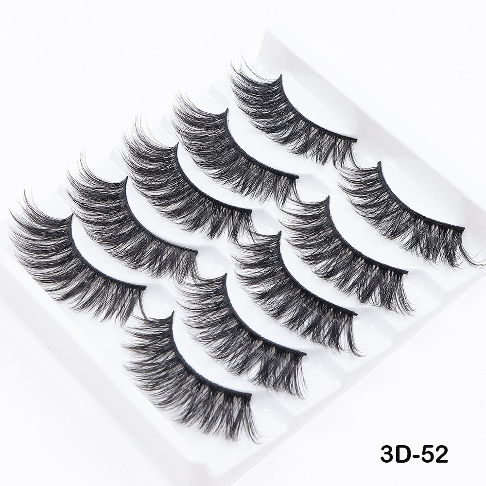 5Pairs Thick Faux 3D Mink Lashes Natural Long False Eyelashes Dramatic Fake Lashes Makeup Handmade Eyelash Extension maquiagem