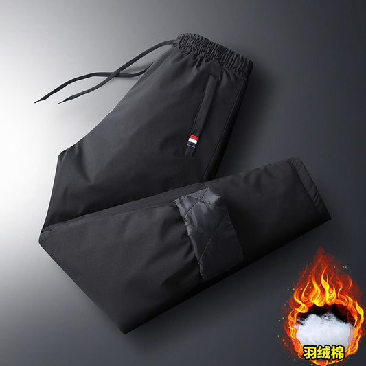Men&#39;s Casual Cotton-padded Trousers Men Solid Thick Warm Pants Water Proof Comfortable Black Cargo Pant Joggers Plus Size 5XL