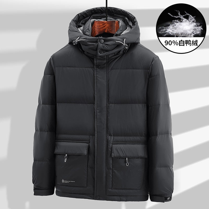 8XL Plus Size Men Winter New Ultralight Warm 90% Duck Down Jacket Coat Parka Men Autumn Casual Outfit Waterproof Hat Down Jacket