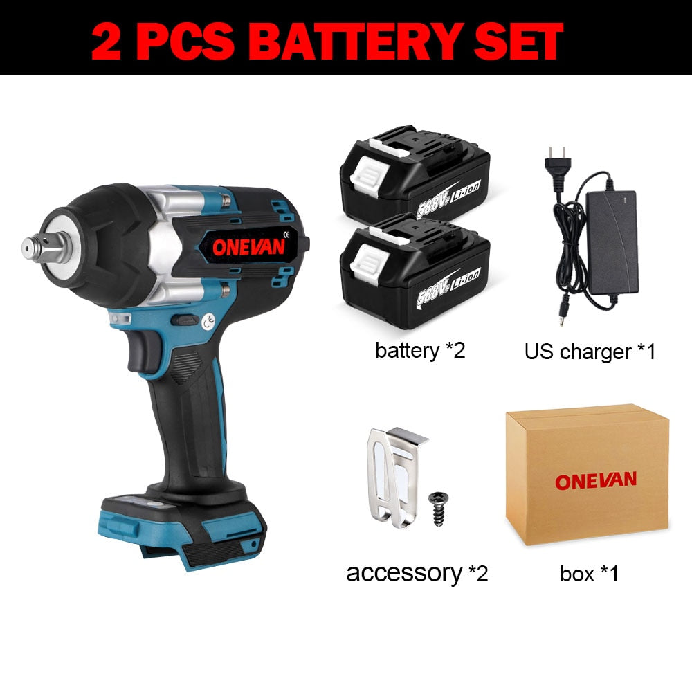 ONEVAN 1800N.M Torque Brushless Electric Wrench 1/2 Inch  Cordless Impact Wrench DTW700 Power Tool For Makita 18V Battery