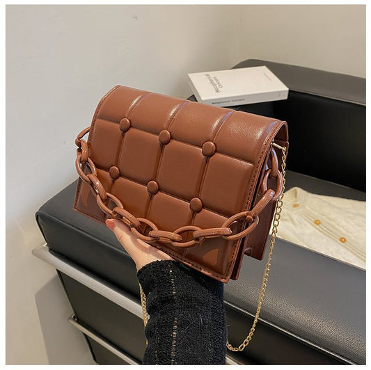 TRAVEASY2023 New Women&#39;s Bag Female Fashion Chain Texture Willow Nail Trend Single Shoulder Bags Messenger Bag Small Square Bag