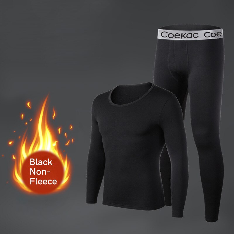 Set of 2 Men&#39;s Premium Thermal Underwear Ultra Soft Long Johns Fleece Lined Warm Base Layer Thermals top and Bottom