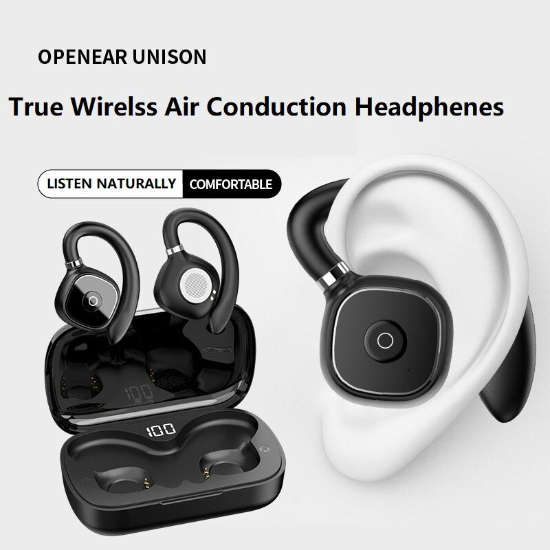 Wireless Sports Running Headphones Bluetooth 5.3 Earphones HiFi Stereo Bass Open Ear TWS Earbuds Noise Cancelling Gaming Headset