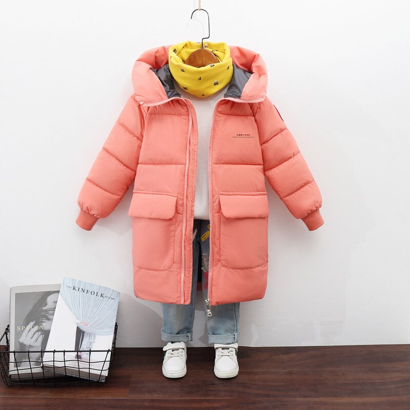 2-12Y Kids Down Long Outerwear Winter Clothes Teen Boys Girls Cotton-Padded Parka Coats Big Children Thicken Warm Cotton Jackets