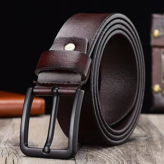 125CM  Whole Cow Genuine Leather Luxury Strap Male Belts For Men Fashion Classice Vintage Pin Buckle Leather Jeans Men Belt