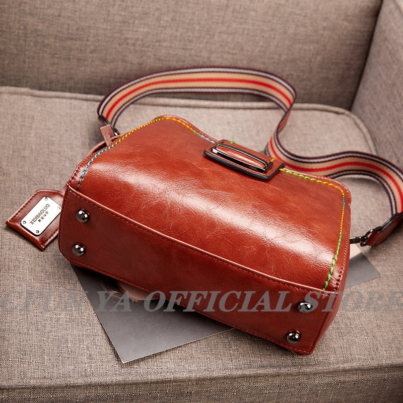 CFUN YA  Solid Color PU Leather Bucket Crossbody Bags for Women Fashion Brand Designer Handbags and Purse Ladies Shoulder Pack