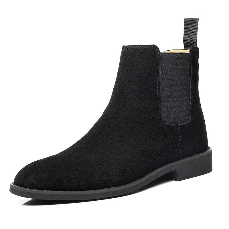 Chelsea Boots Men Handmade Business Black Red Slip on Flock Pu Cowboy Boots Sapato Masculino Free Shipping Men Boots