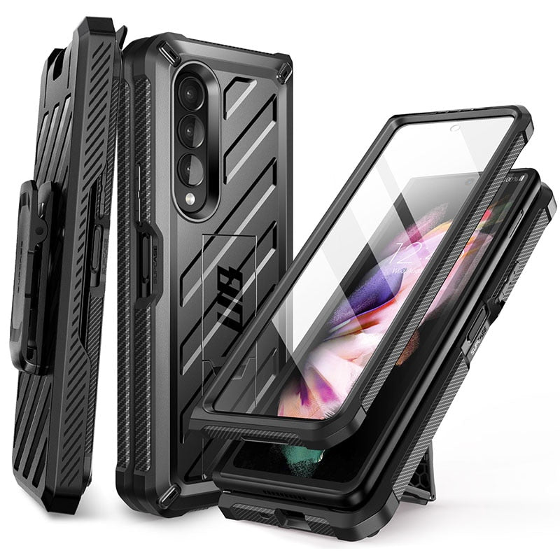 For Samsung Galaxy Z Fold 3 Case 5G (2021) SUPCASE UB Rugged Belt Clip Shockproof Protective Case with Built-in Screen Protector