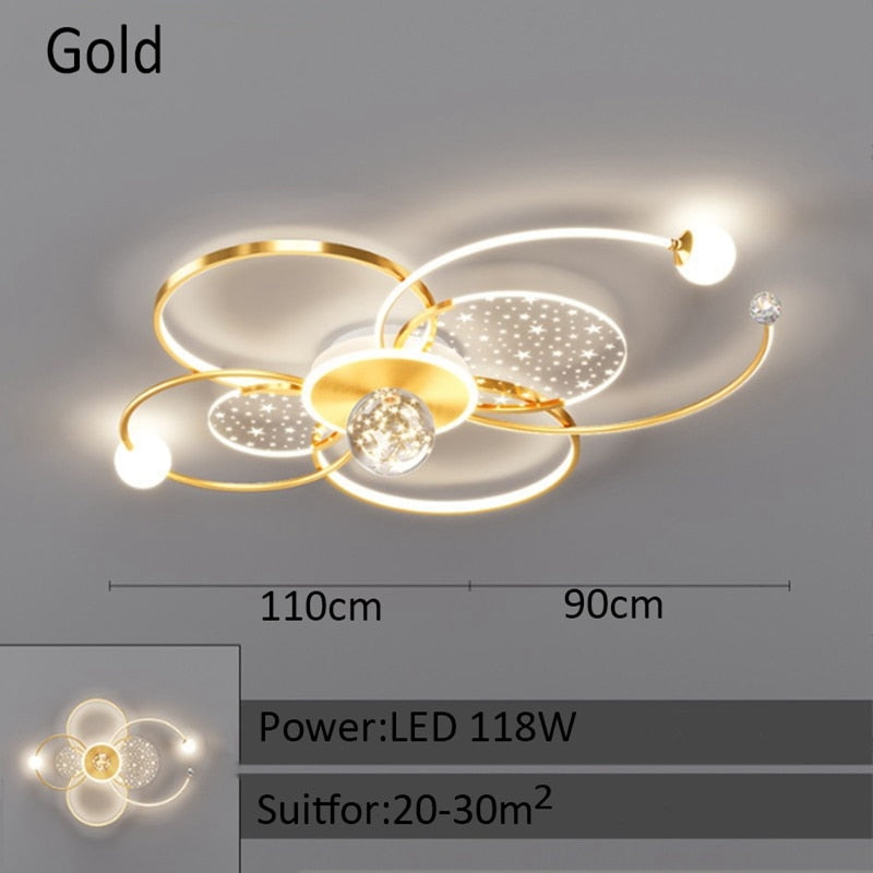 Modern Gypsophila Living Room Chandelier Smart Indoor Decorative Light With Remote Control Stylish Minimalist Hall Ceiling Lamp