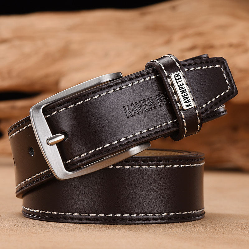 Fashion Men Belts Genuine Leather Luxury Designer Brown Vintage Waist Belt For Jeans Cinturon Cowboy Hombre Dropshipping