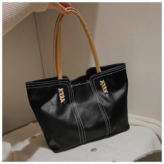 TRAVEASY 2023 New Bags Women&#39;s High-capacity PU Korean Fashion Simple Commuter Tote Bag Handbag Ladies Hand Bags Casual Tote Bag