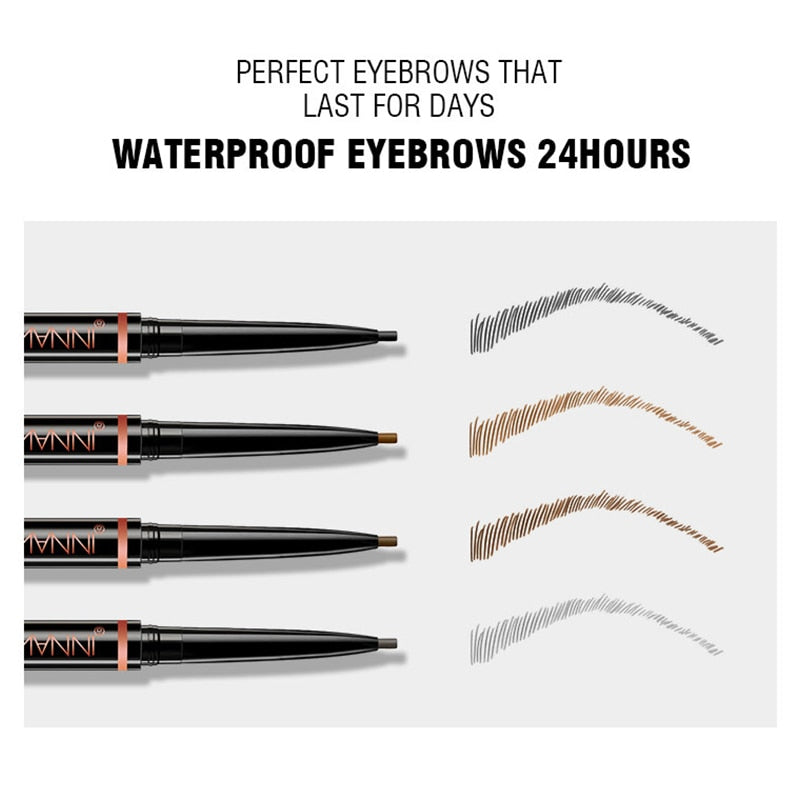 Waterproof Eyebrow Tattoo Pen Brow Enhancer Automatic Rotation Double Head Eye Makeup Natural Long-Lasting