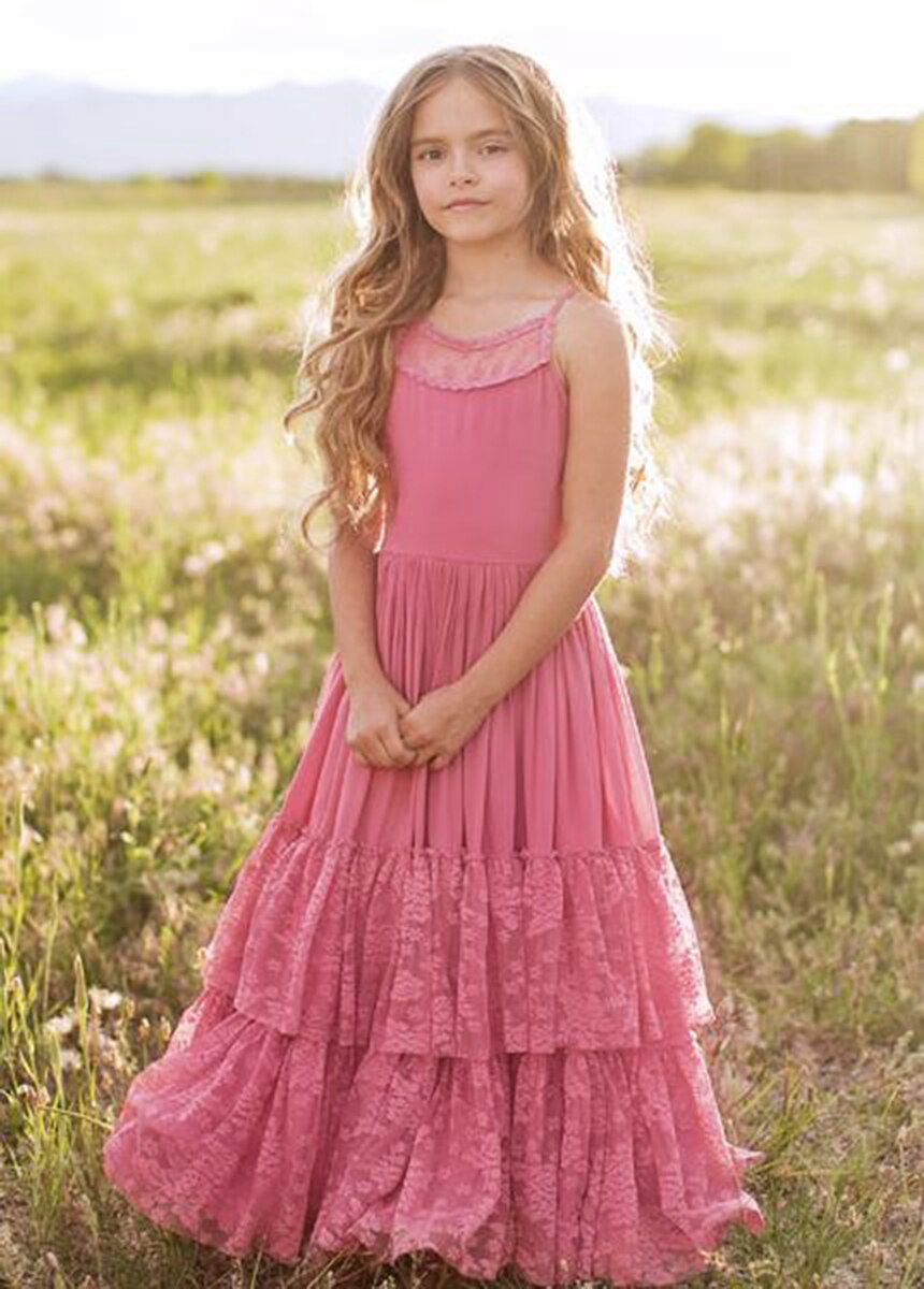 Summer Girls Lace Chiffon Dresses Kids Flower Girl Wedding Princess Party Dress Vestidos Costume Children Clothing For 4-14Years