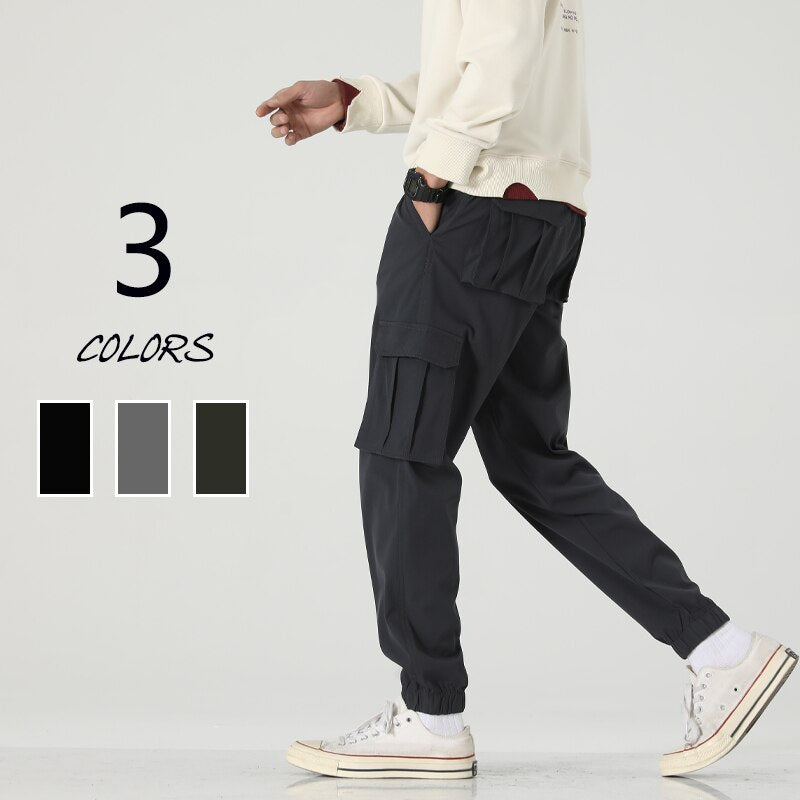 Cargo Pants Men Summer 2022 Casual Military Style Long Trousers Multi Pockets Korean Streetwear Lightweight Sweatpants Plus Size