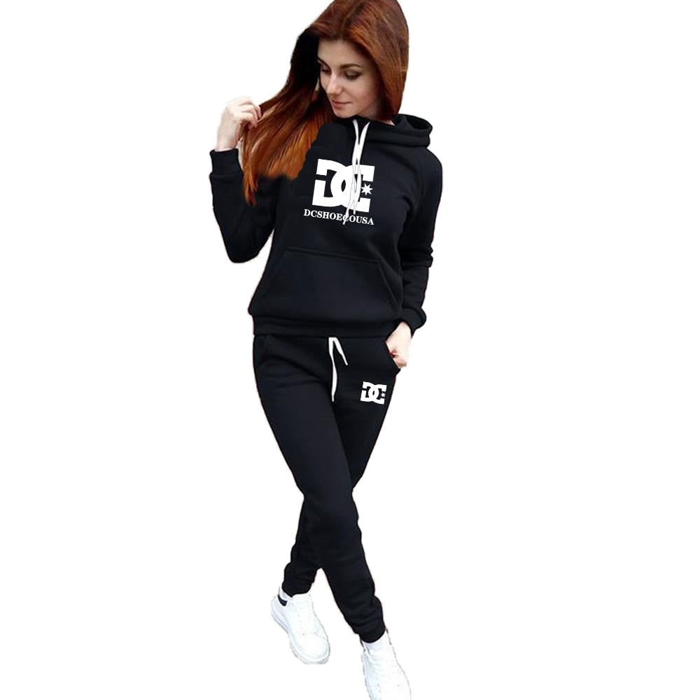 Women Men Letter Printed Tracksuits  Fleece Hoodies and Pants Set Pullover Hoody Sweatshirt Sport Basketball Brand Clothing