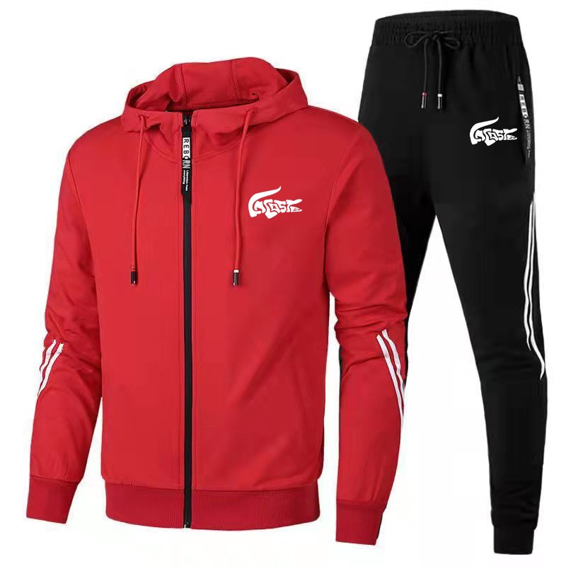 New Men&#39;s Tracksuits Fashion Print Autumn Winter Man Zipper Hoodie + Sweatpants Sets Running Brand Casual High Quality Sport Kit