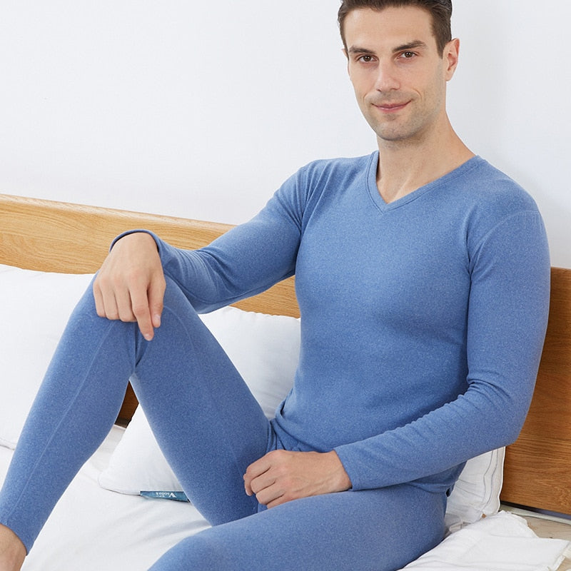 Winter Men&#39;s Fleece Thick Thermal Underwear Suit Autumn Winter Heated Electric Keep Warm Thick Clothing For Man Plus Size L-4X