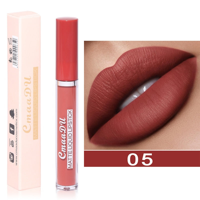 9Colors Matte Liquid Lipsticks Waterproof Ultra Velvet Lip Stick Pigment Sexy Red Nude Long Lasting Lip Gloss Makeup