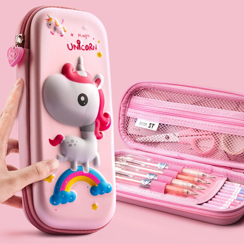 3D EVA unicorn cute pencil case cartoon stationery box girls Color pencil box student pen case school supplies gifts ipad case