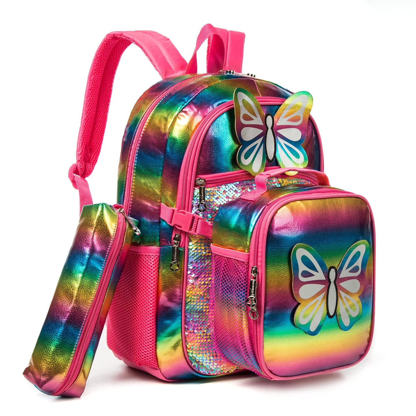 School Bags Backpacks for School Teenagers Girls Waterproof Spine Protection Schoolbag Sequined Detachable Lunch Bag  Girls Bags