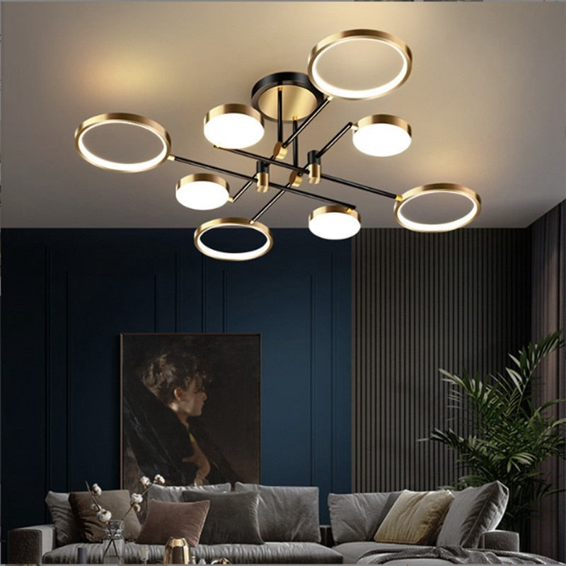 Nordic Light Luxury LED Smart Chandelier Creative Villa Living Room Interior Decoration Ceiling Lamp Bedroom Dining Room Lamps